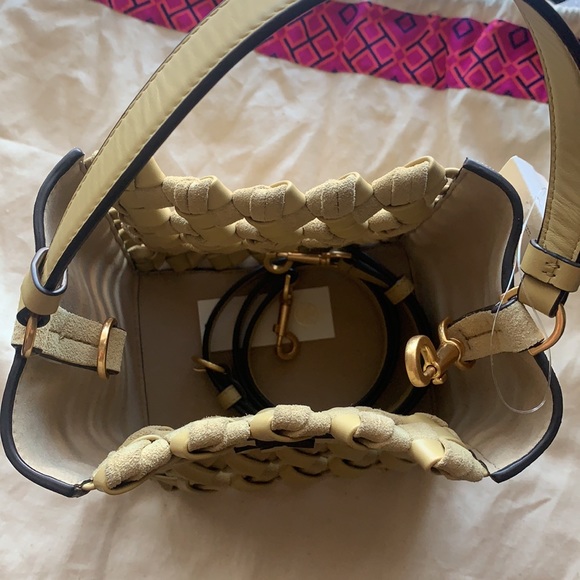 Tory Burch McGraw Woven Embossed Small Bucket Bag - Picture 10 of 12